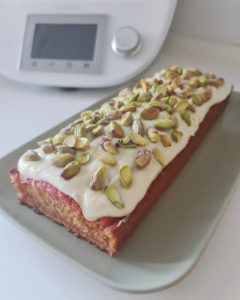 bizcocho remolacha receta pistacho chocolate blanco cobertura