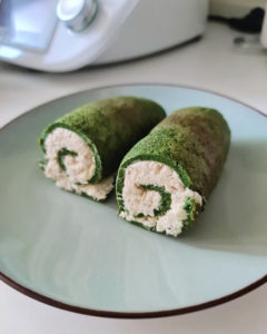 receta tortilla de espinacas con pollo rollito saludable aperitivo