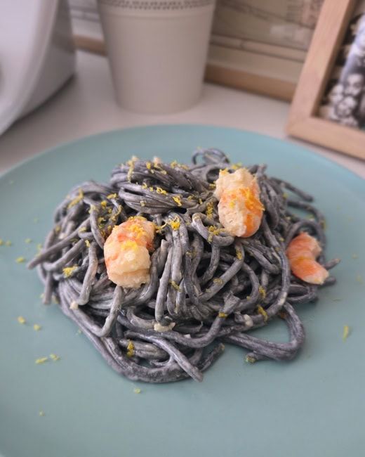 pasta con langostinos thermomix